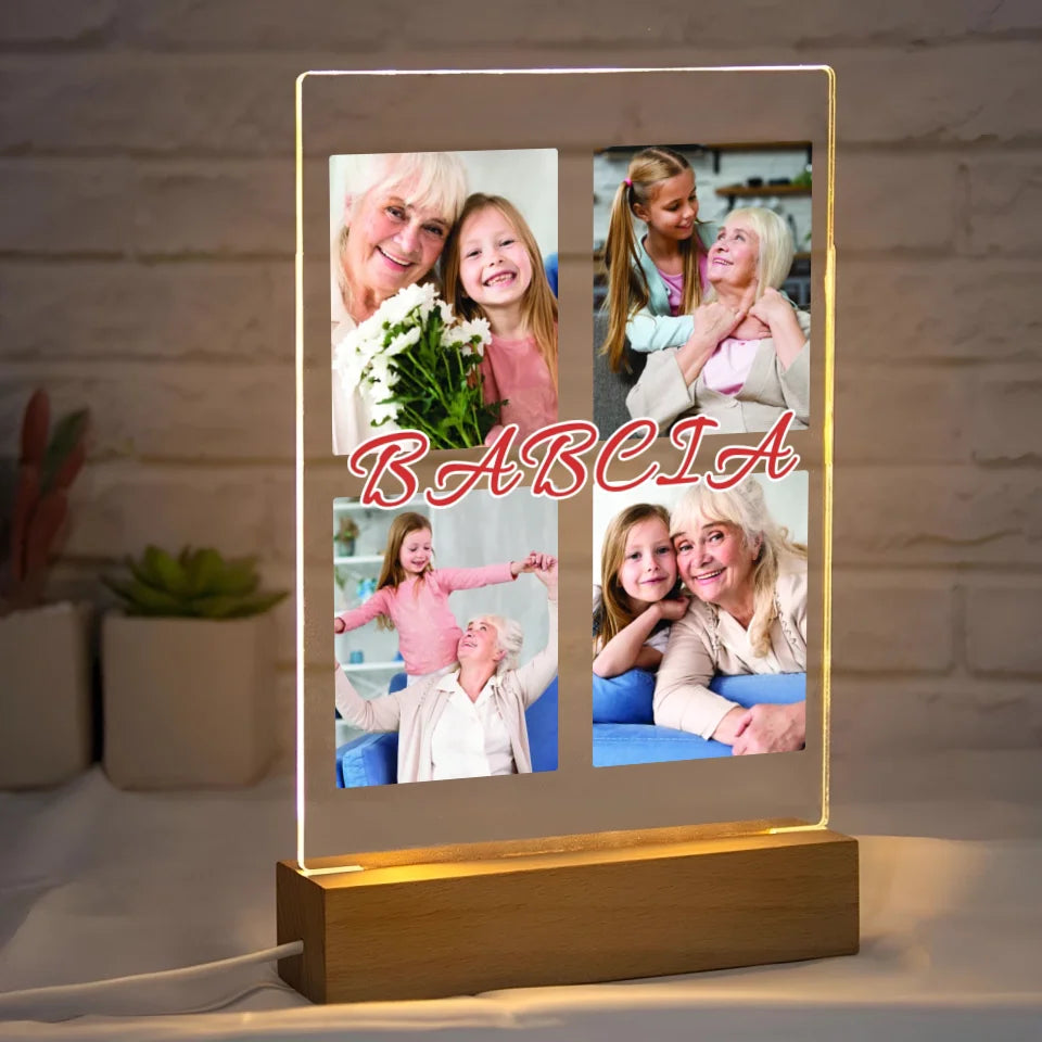 Babcia - druk na szkle akrylowym, spersonalizowany prezent dla babci